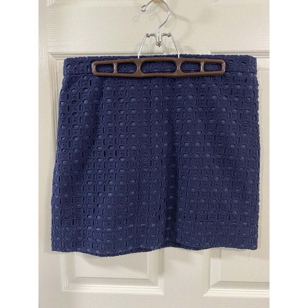 J.CREW Navy Blue Mini Pencil Skirt 10 Cotton Coastal Grandma Preppy Classic Chic